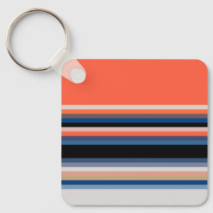 Cute orange blue stripes keychain
