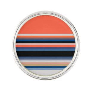 Cute orange blue stripes lapel pin