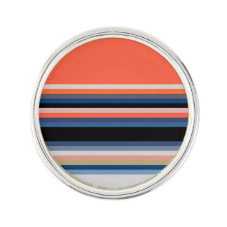 Cute orange blue stripes lapel pin