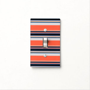 Cute orange blue stripes light switch cover