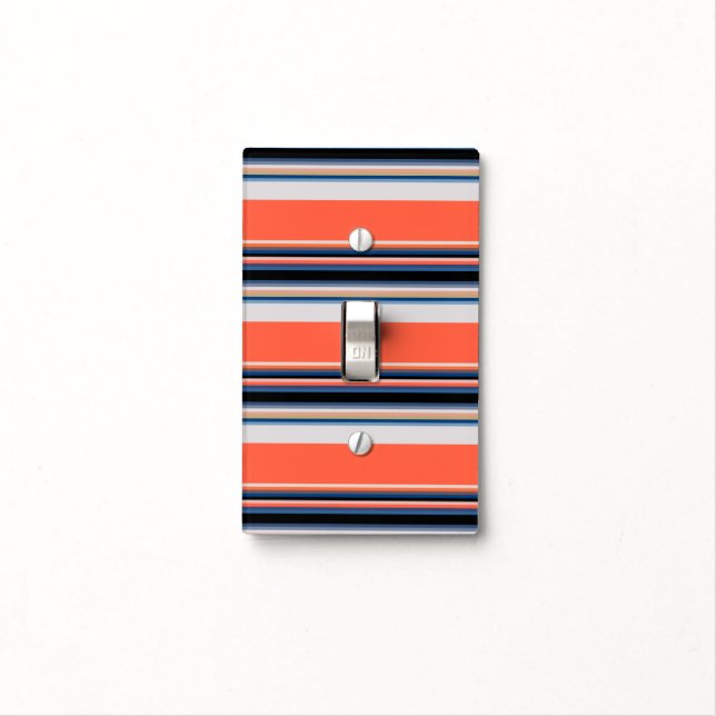 Cute orange blue stripes light switch cover (In Situ)