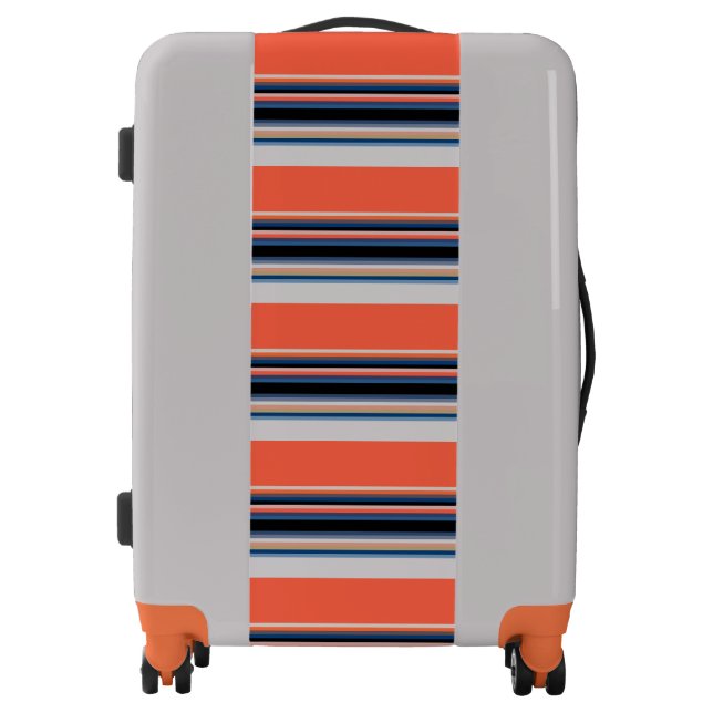 Cute orange blue stripes luggage (Front)