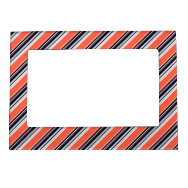 Cute orange blue stripes magnetic frame (Front)