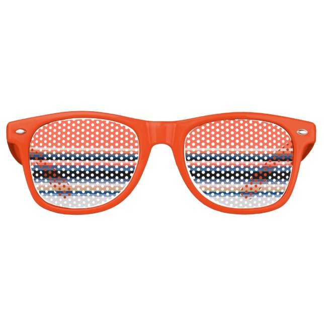 Cute orange blue stripes retro sunglasses (Front)