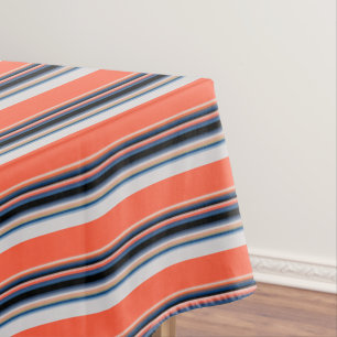 Cute orange blue stripes tablecloth