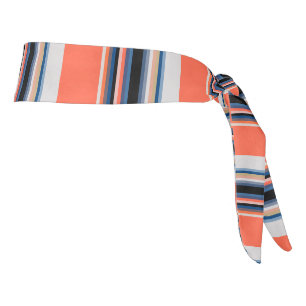 Cute orange blue stripes tie headband