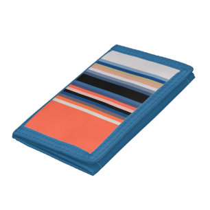 Cute orange blue stripes tri-fold wallet