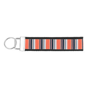 Cute orange blue stripes wrist keychain