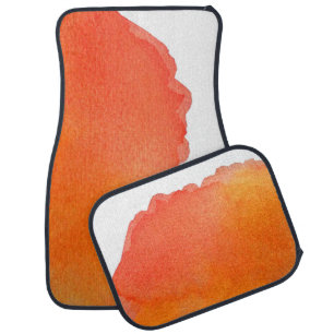 Cute orange boho watercolor arty feminine car floor mat