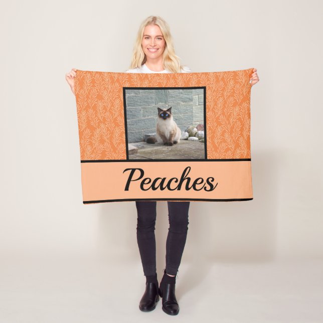 Cute Orange Botanical Customized Pet   Fleece Blanket (In Situ)
