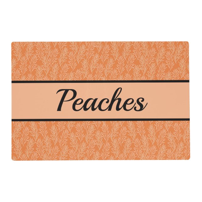 Cute Orange Botanical Customized Pet  Placemat (Front)
