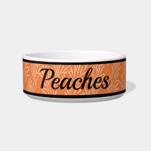 Cute Orange Botanical Pattern Customized Cat Bowl