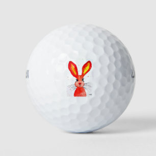 Cute orange bunny rabbit hare animal watercolor golf balls