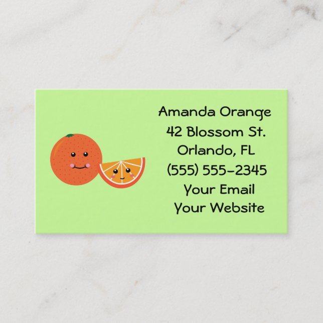Cute Orange Business Cards (Front)