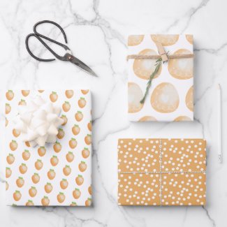 Cute Orange Carrots, Easter Eggs and Polkadots Wrapping Paper Sheets