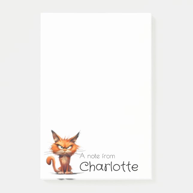 Cute orange cartoon cat name post-it notes (Front)