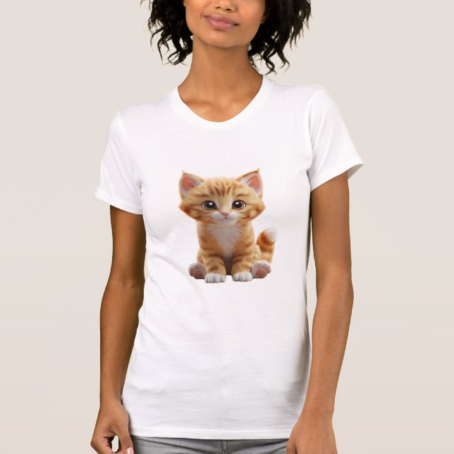 ''Cute Orange Cartoon Kitten'' T-Shirt (Front)
