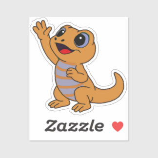 Cute Orange Cartoon Lizard for Water Bottle Sticker