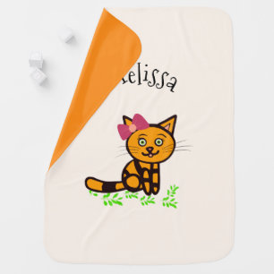 Cute orange cat baby blanket