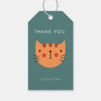 Cute Orange Cat Birthday thank you Gift Tags