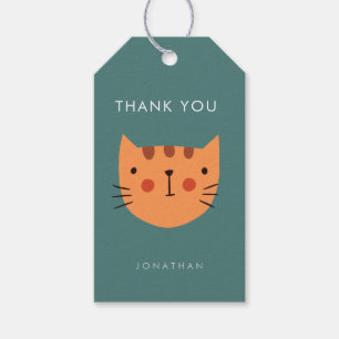 Cute Orange Cat Birthday thank you Gift Tags