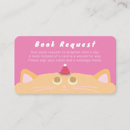 Cute Orange Cat Book Request Enclosure Card
