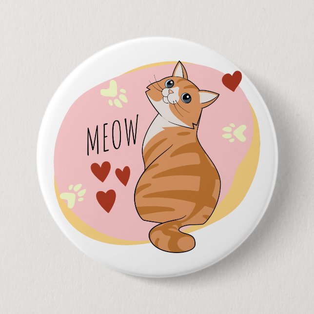 Cute orange cat button (Front)