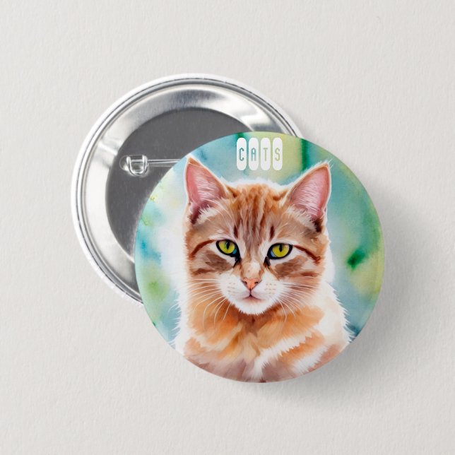 Cute Orange Cat Button (Front & Back)