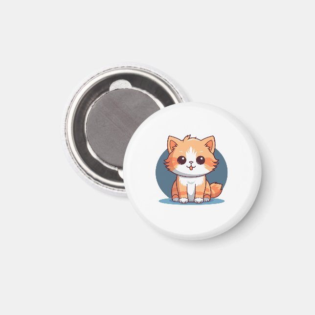 Cute Orange Cat Button Pin Magnet (Front/Back)