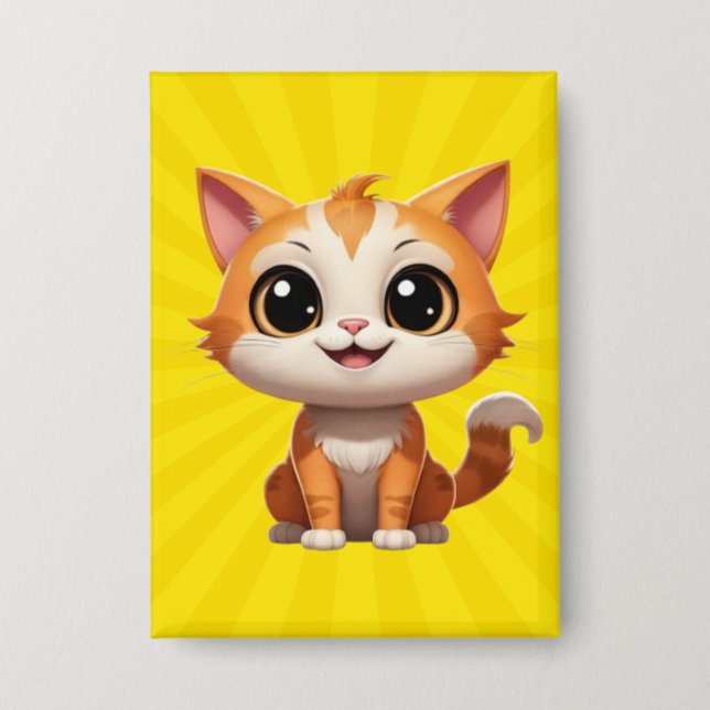 Cute Orange Cat Cartoon Style Character-89738 Button (Front)