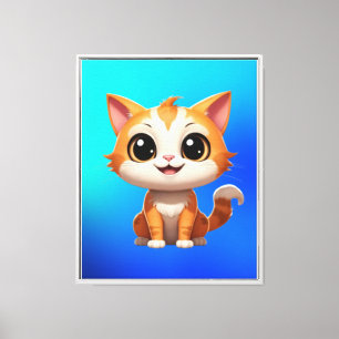 Cute Orange Cat Cartoon Style Character-89738 Canvas Print