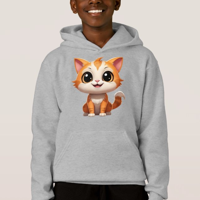 Cute Orange Cat Cartoon Style Character-89738 Hoodie (Front)