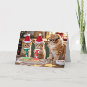 Cute Orange Cat Christmas Cookies  Card