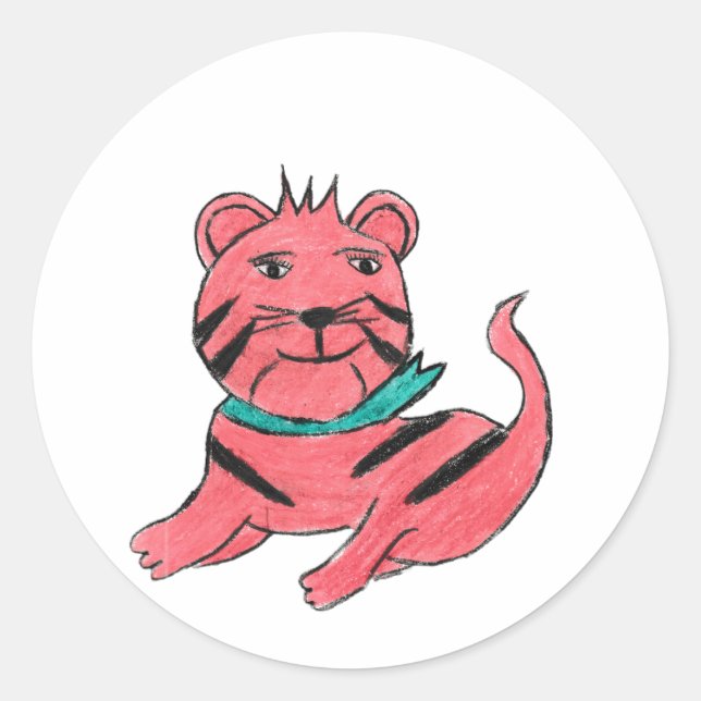 Cute Orange Cat  Classic Round Sticker (Front)