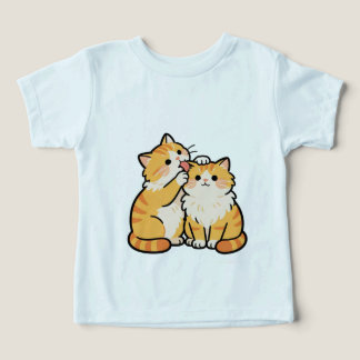 Cute Orange Cat Couple Kids T-Shirt Toddler T-shirt