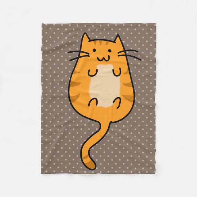 Cute Orange Cat Fleece Blanket (Front)