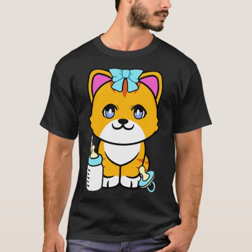 Cute orange cat Gender reveal its a boy T_Shirt