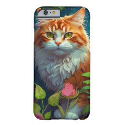 Cute Orange Cat in Flowers  Barely There iPhone 6 Case