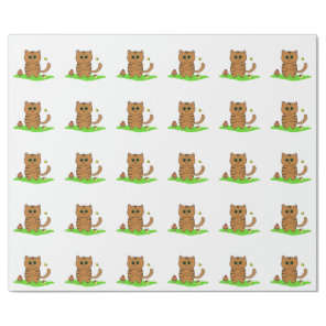 Cute Orange Cat in Green Meadow Wrapping Paper