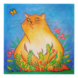 Cute Orange Cat in Nature Faux Canvas Print
