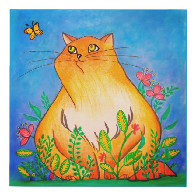 Cute Orange Cat in Nature Faux Canvas Print (Front)