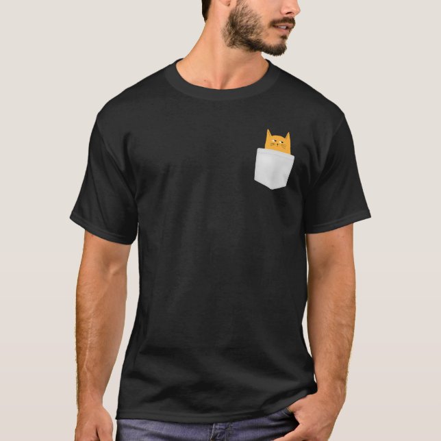 Cute Orange Cat in Pocket ,peek a boo Halloween  T-Shirt (Front)