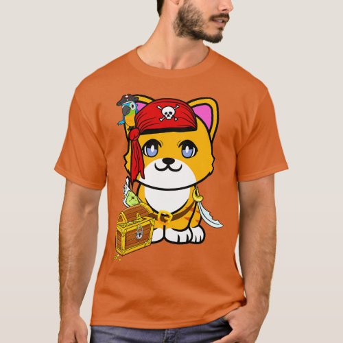 Cute orange cat is a pirate T_Shirt