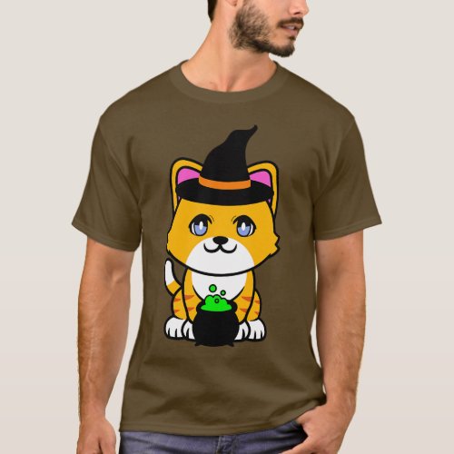 Cute orange cat is a witch T_Shirt