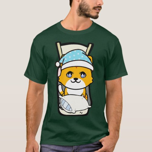 Cute orange cat is going to bed T_Shirt