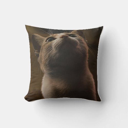 Cute Orange Cat Looking Up Throw Pillow | Cozy Pet