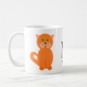 Cute Orange Cat Monogram Name  Coffee Mug