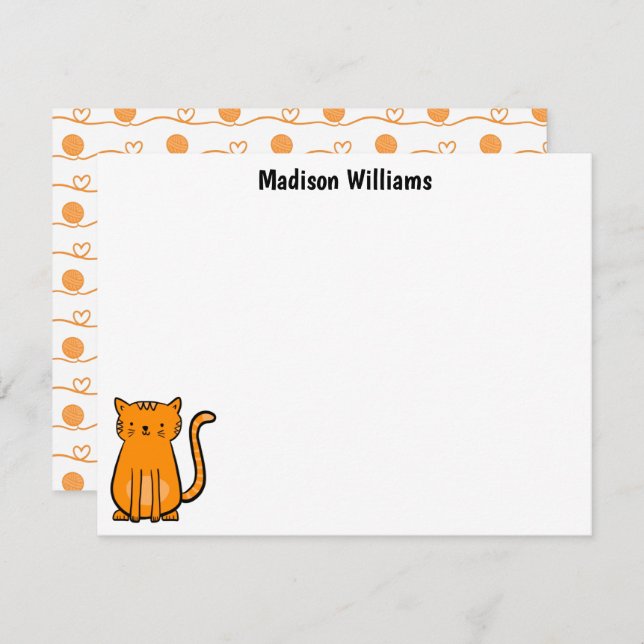 Cute Orange Cat  Note Card (Front/Back)