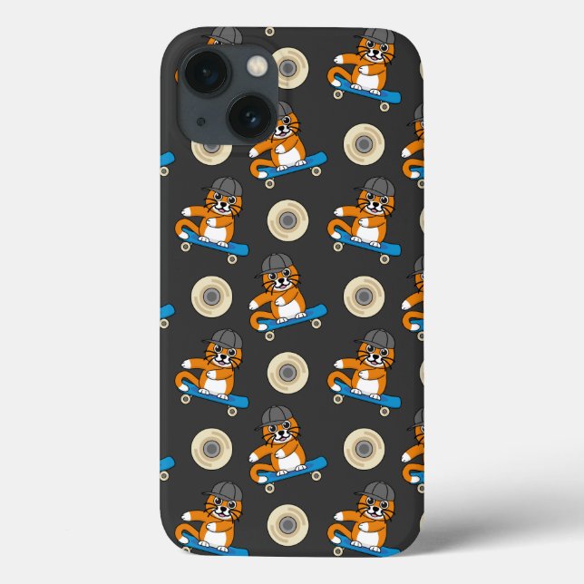 Cute Orange Cat on Skateboard Cartoon Case-Mate iPhone Case (Back)