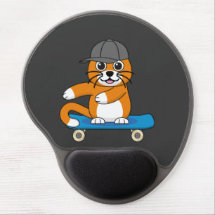 Cute Orange Cat on Skateboard Cartoon Gel Mouse Pad